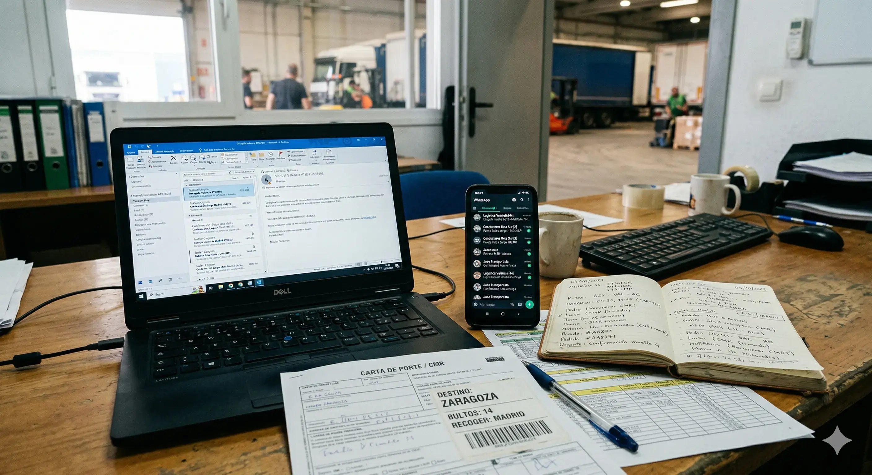 coordinacion logistica de transporte por email telefono y whatsapp en empresa industrial